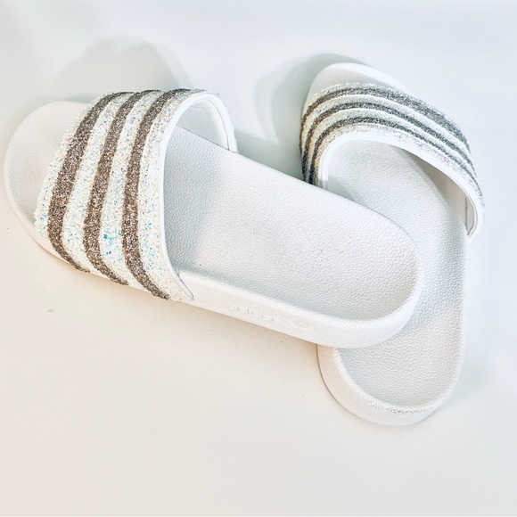 Adidas Adilette Slides, White Glitter, Women’s 8 - Picture 6 of 9